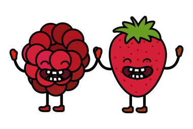 lezzetli lezzetli kawaii meyve üzüm karikatür vektör çizim grafik tasarım ile çilek