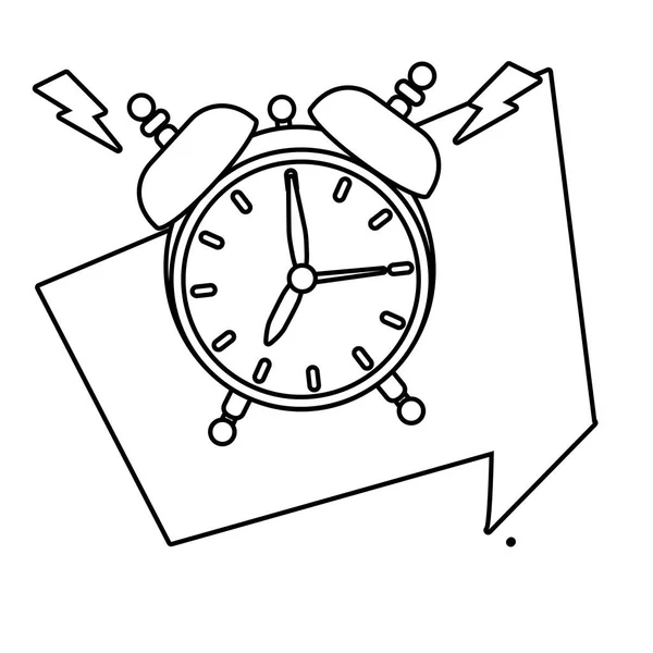 Relógio Tempo Com Fala Bolha Desenho Animado Vetor Ilustração Design — Vetor de Stock