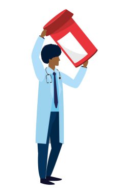 hapları şişe karikatür vektör çizim grafik tasarım holding Sağlık Tıp doktoru adam