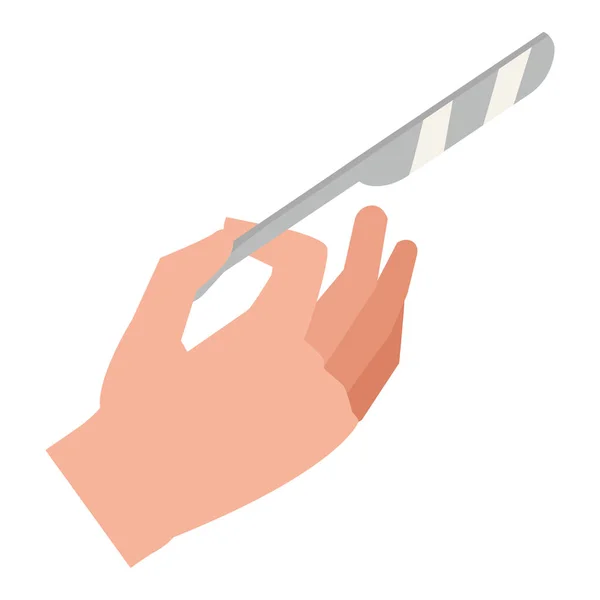 Kitchen Utensil Knife Hand Holding Cartoon Vector Illustration Graphic Design — Stock Vector