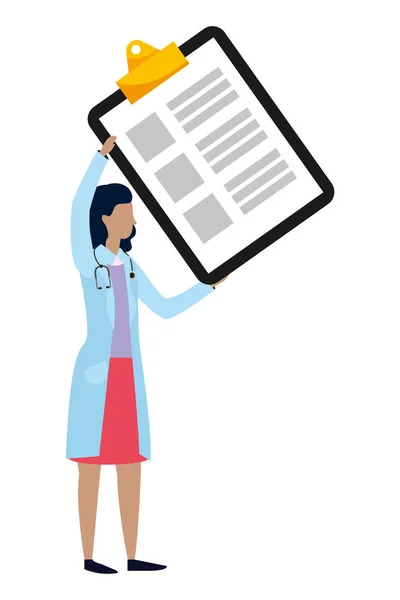 Soins Santé Médecin Femme Tenant Des Documents Dossier Dessin Animé — Image vectorielle