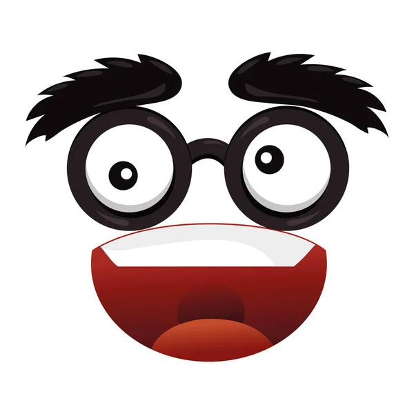 Emoticon Gesicht Mit Brille Zeichentrickvektor Illustration Grafik Design — Stockvektor