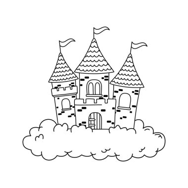 fairytale kale bulutlar sahne vektör çizim tasarım