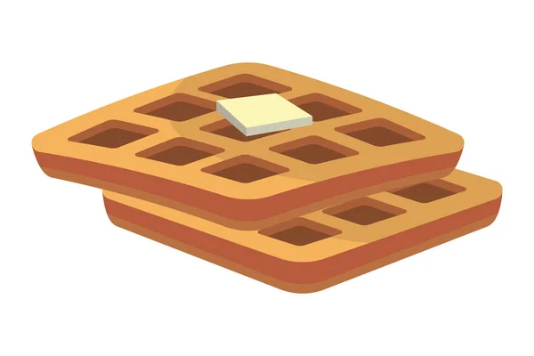 Deliciosa Comida Saborosa Waffles Desenho Animado Vetor Ilustração Design Gráfico — Vetor de Stock