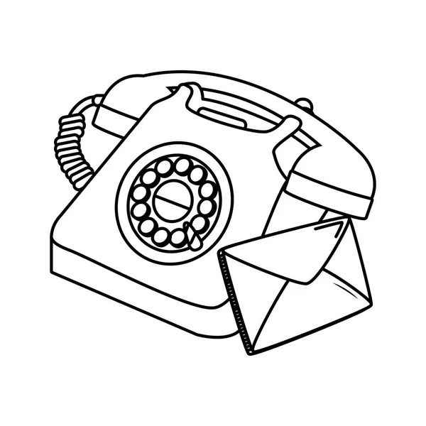Téléphone Vintage Avec Enveloppe Dessin Animé Vectoriel Illustration Design Graphique — Image vectorielle