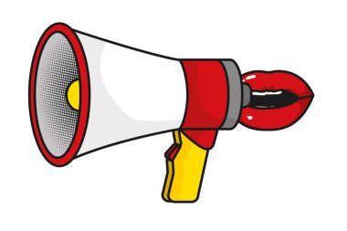 seksi dudaklar karikatür vektör çizim grafik tasarım ile megafon hoparlör