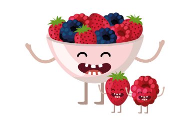 lezzetli lezzetli kawaii çilek karikatür vektör çizim grafik tasarım ile üzüm meyve