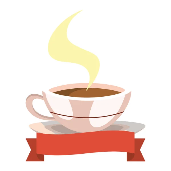 Kaffeebecher Mit Band Banner Cartoon Vektor Illustration Grafik Design — Stockvektor