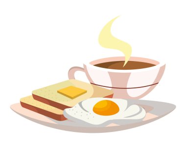 lezzetli lezzetli breakfast çanak karikatür vektör çizim grafik tasarım