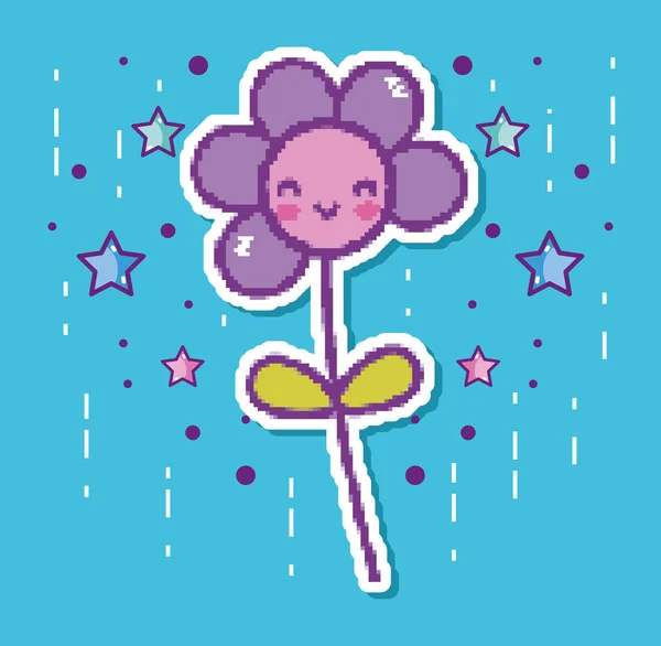 Pixelado Flor Videojuego Personaje Dibujo Animado Vector Ilustración Diseño Gráfico — Vector de stock