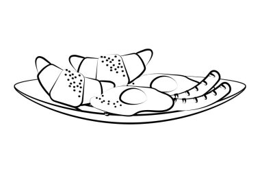 lezzetli lezzetli breakfast çanak karikatür vektör çizim grafik tasarım