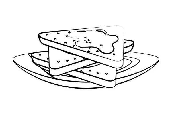 Délicieuse Nourriture Savoureuse Pain Grillé Dessin Animé Vecteur Illustration Conception — Image vectorielle