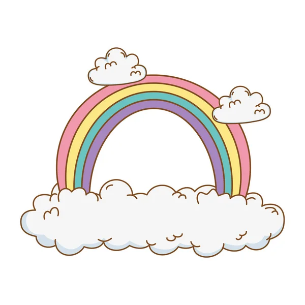 Arco Iris Nubes Escena Vector Ilustración Diseño — Vector de stock