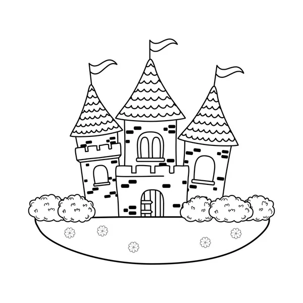 Castel Basm Peisaj Scenă Vector Ilustrare Design — Vector de stoc