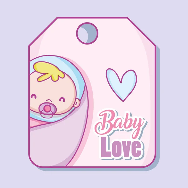 婴儿爱情标签矢量插图平面设计 — 图库矢量图片