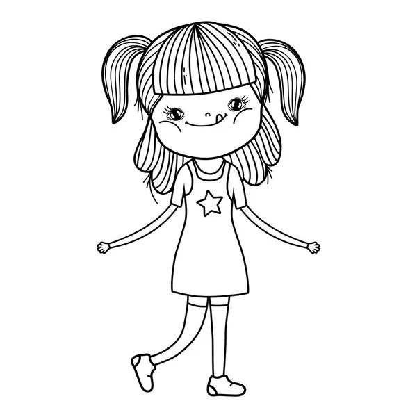 Küçük Kız Sevimli Karakter Vektör Çizim Tasarımı — Stok Vektör