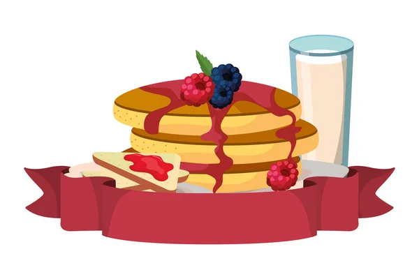 Вкусный Вкусный Завтрак Векторным Графическим Дизайном Ленточном Баннере — стоковый вектор