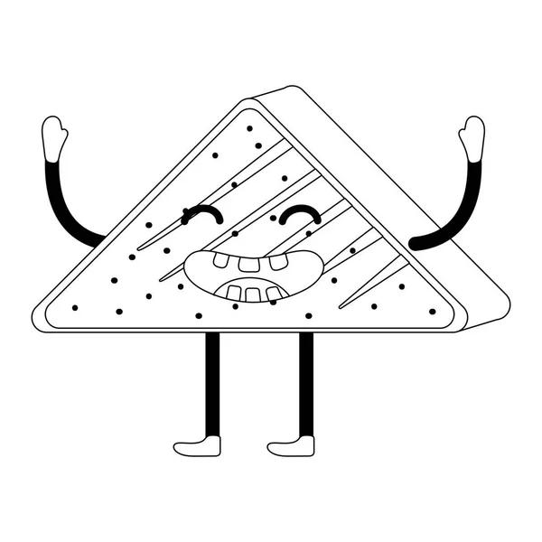 美味的食物卡瓦伊烤面包卡通矢量插图图形设计 — 图库矢量图片