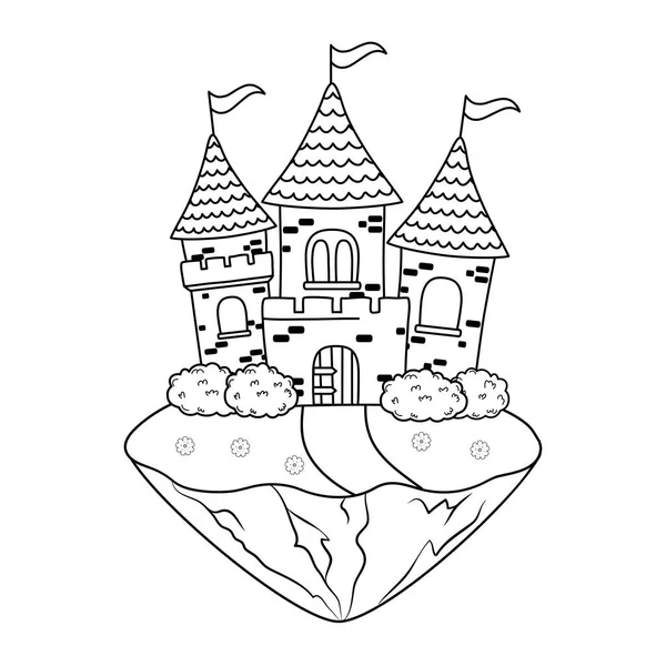 Castillo Cuento Hadas Escena Del Paisaje Vector Ilustración Diseño — Vector de stock