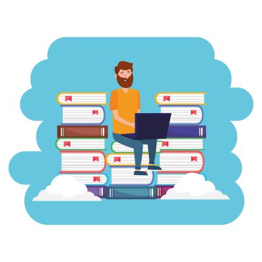 Online Eğitim karikatür vektör çizim grafik tasarım