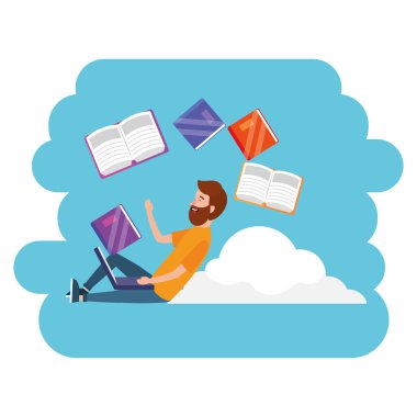 online eğitim adam karikatür vektör çizim grafik tasarım eğitimi