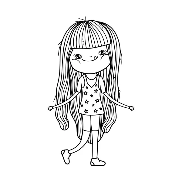 Little Girl Cute Character Vector Illustration Design — Stock Vector