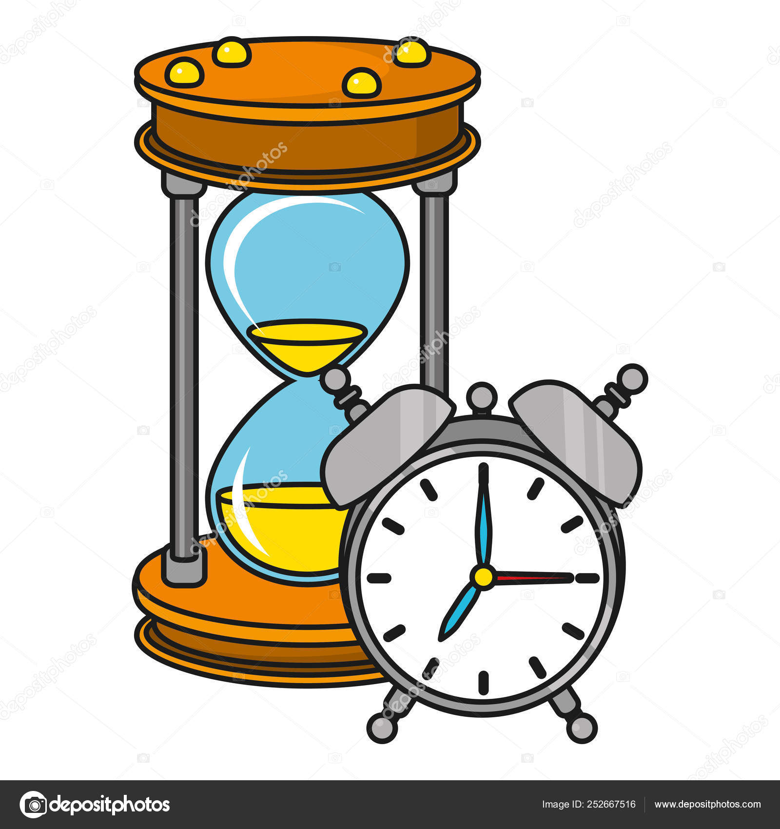 Jam Waktu Dengan Pasir Kaca Vektor Kartun Gambar Desain Vektor