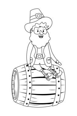 St patricks günü cin ahşap varil karikatür vektör çizim grafik tasarım üzerine