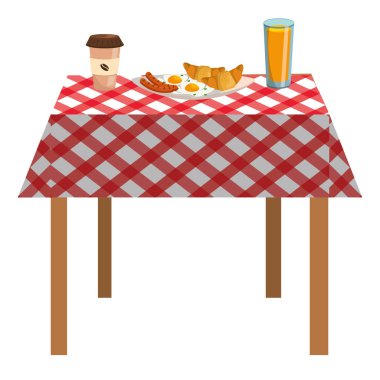 piknik masa örtüsü karikatür vektör çizim grafik tasarım üzerine lezzetli lezzetli kahvaltı