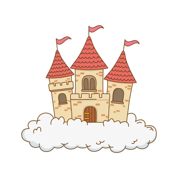Παραμυθένιο Κάστρο Στο Σχεδιασμό Εικονογράφηση Διάνυσμα Σκηνή Σύννεφα — Διανυσματικό Αρχείο