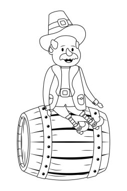 St patricks günü cin ahşap varil karikatür vektör çizim grafik tasarım üzerine