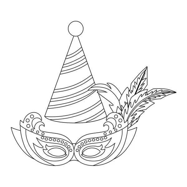 Karneval Maska Party Klobouk Kreslené Vektorové Ilustrace Grafický Design — Stockový vektor
