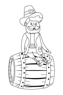 St patricks günü cin ahşap varil karikatür vektör çizim grafik tasarım üzerine