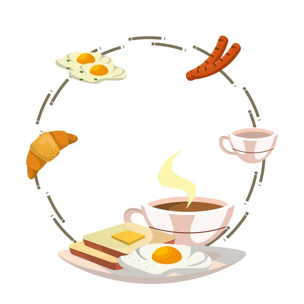 Смачний Смачний Сніданок Круглий Значок Мультфільм Векторна Ілюстрація Графічний Дизайн — стоковий вектор