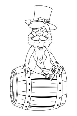 St patricks günü cin ahşap varil karikatür vektör çizim grafik tasarım üzerine