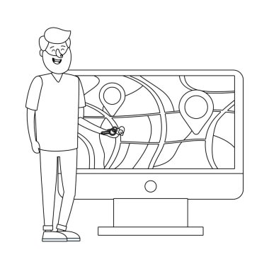 çizgi film vektör çizim grafik tasarım satın almak ev aramaya emlakçı