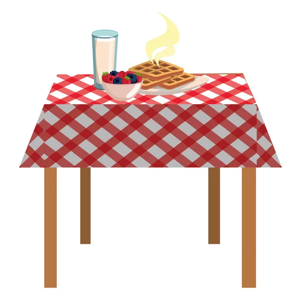 Vynikající Chutné Snídaně Nad Piknik Ubrus Kreslené Vektorové Ilustrace Grafický — Stockový vektor