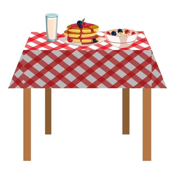 Köstliche Leckere Frühstück Über Picknick Tischdecke Cartoon Vektor Illustration Grafik — Stockvektor