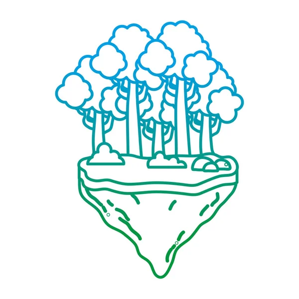 Degradacji Linii Egzotycznych Drzew Krzewów Ilustracji Wektorowych Idland Float — Wektor stockowy