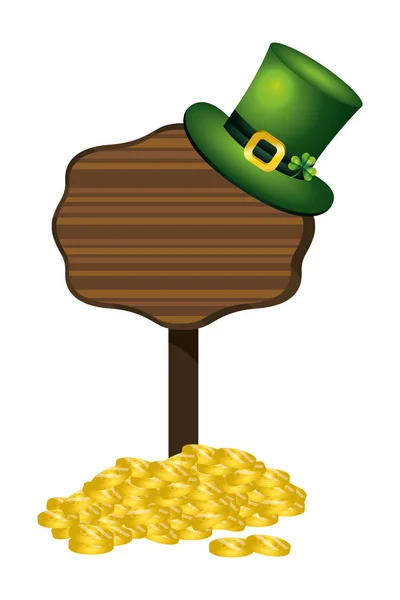 Leprechaun Chapeau Trèfle Signe Vectoriel Illustration Conception Graphique — Image vectorielle