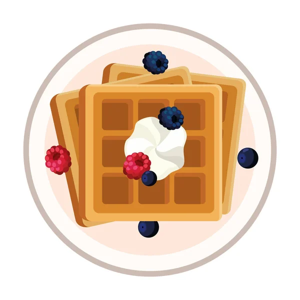 Deliciosa Comida Saborosa Waffles Desenho Animado Vetor Ilustração Design Gráfico — Vetor de Stock