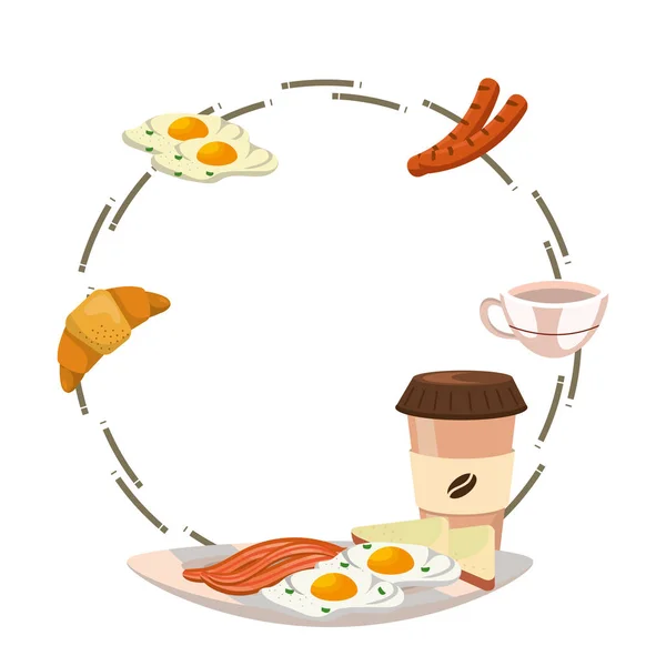 Delicioso Desayuno Sabroso Redondo Icono Dibujos Animados Vector Ilustración Diseño — Vector de stock