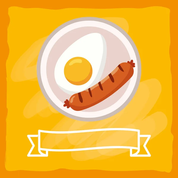 Вкусный Завтрак Блюдо Ленты Баннер Мультфильм Вектор Графический Дизайн — стоковый вектор
