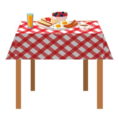 lezzetli lezzetli breakfast piknik masa karikatür vektör çizim grafik tasarım peçete