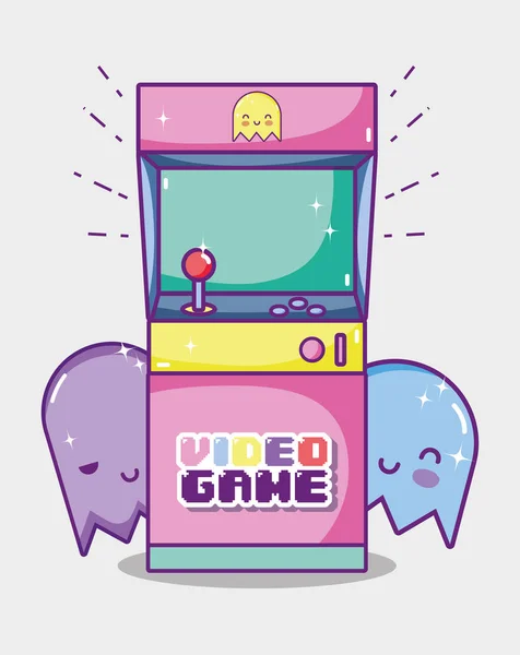 Arcade Retro Console Videogame Cartoon Vector Illustratie Grafisch Ontwerp — Stockvector