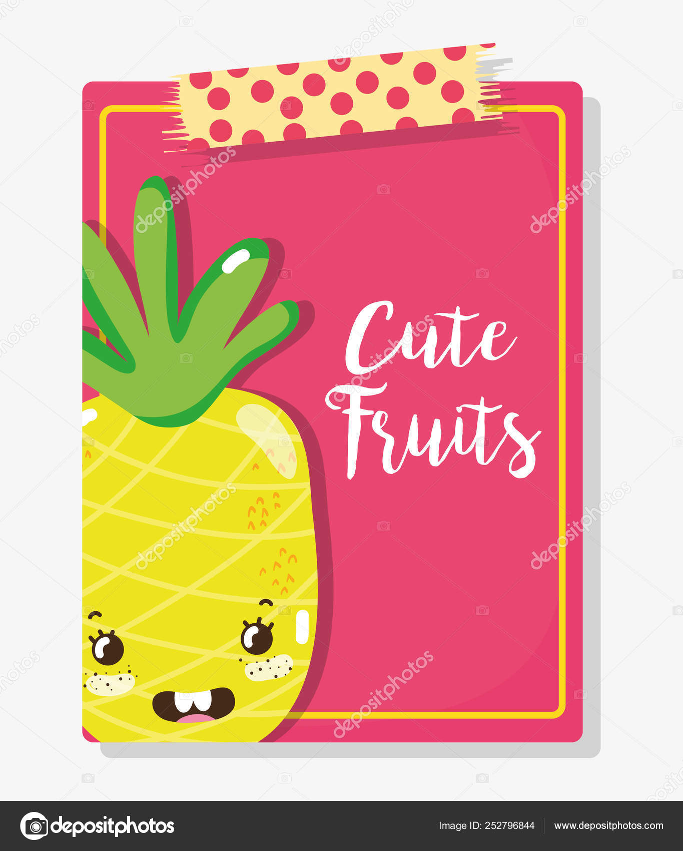 Cute Pineapple Cartoons Vector Illustration Graphic Design Stock Illustration by ©stockgiu