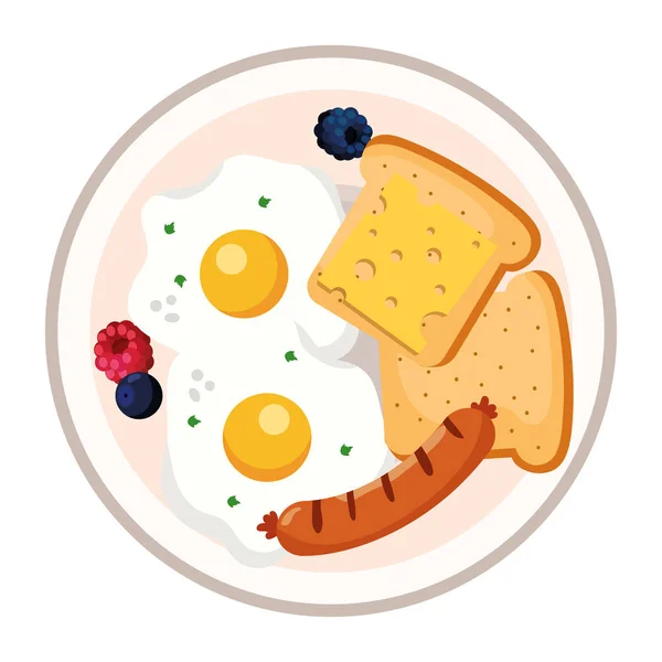 Delicioso Plato Desayuno Delicioso Vector Dibujos Animados Ilustración Diseño Gráfico — Archivo Imágenes Vectoriales