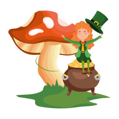 St patricks günü elf mantar karikatür vektör çizim grafik tasarım ile