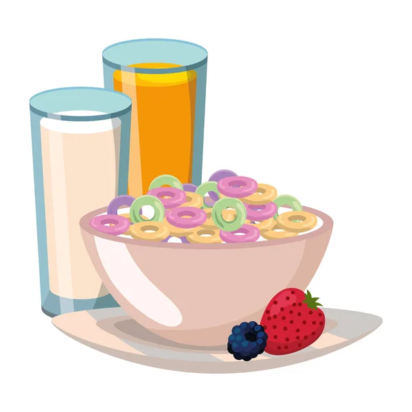 Leckeres Leckeres Frühstück Mit Cornflakes Schüssel Cartoon Vektor Illustration Grafik — Stockvektor