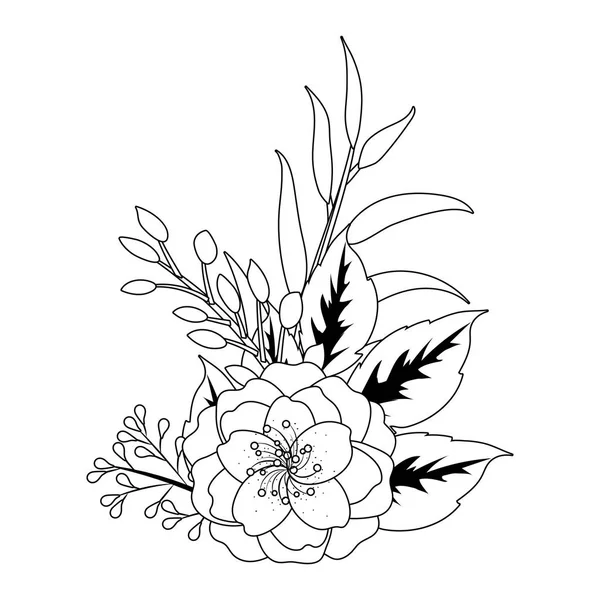 熱帯の花バラ花漫画ベクトル イラスト グラフィック デザイン — ストックベクタ